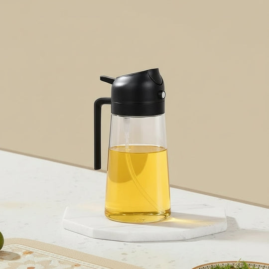 Cooking Oil Dispenser with Refillable Sprayer and Easy Pour Spout
