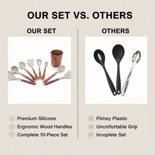 Cooking Utensil Set with Silicone Tools and Kitchen Accessories