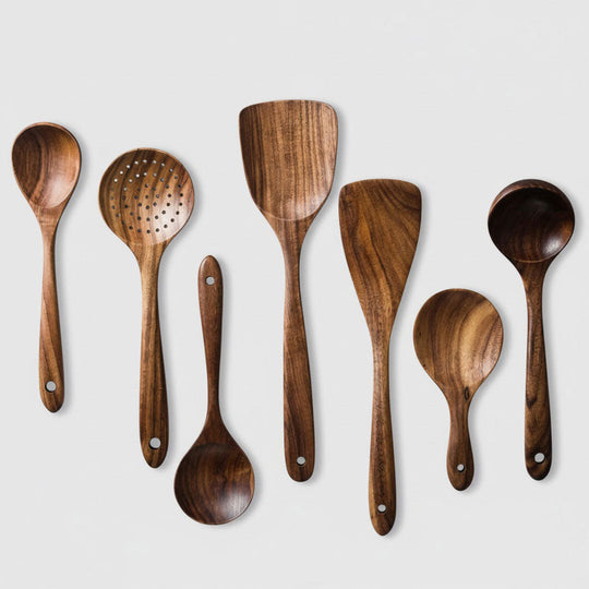 Cookware Set with Teak Utensils and Eco-Friendly Design