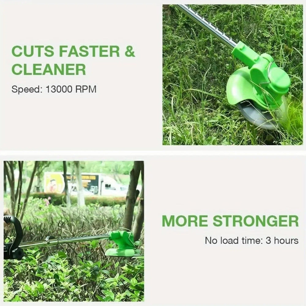 Cordless Grass Trimmer with Adjustable Length and Dual Batteries