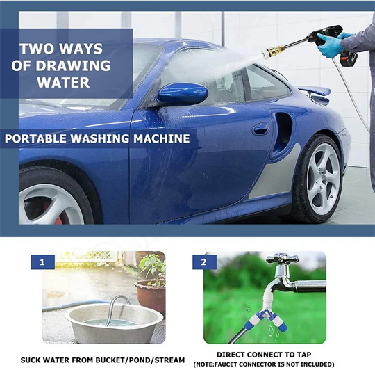 Cordless Pressure Washer with High Power and 2 Batteries