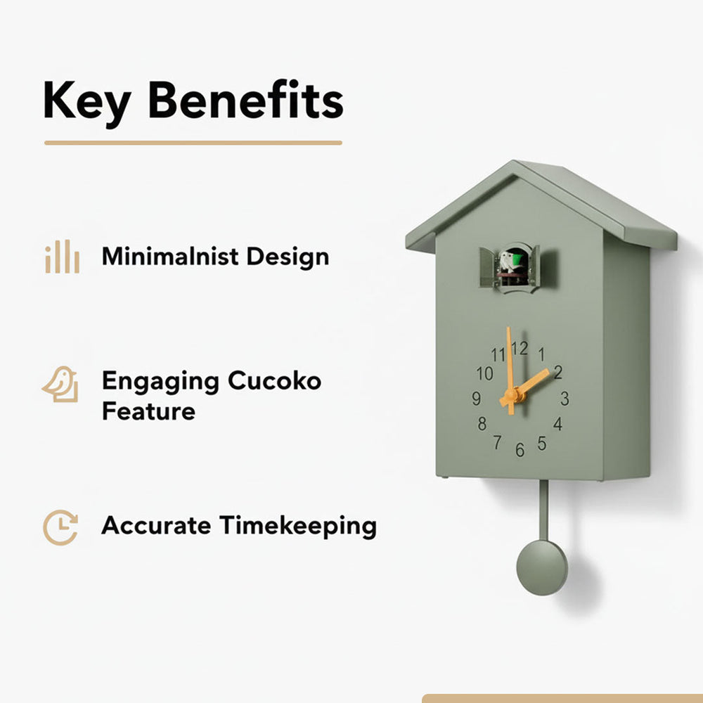 Cuckoo Clock with Minimalist Design and Black White Colors