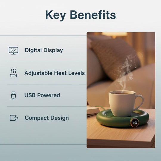 Cup Warmer with Digital Display and Adjustable Heat
