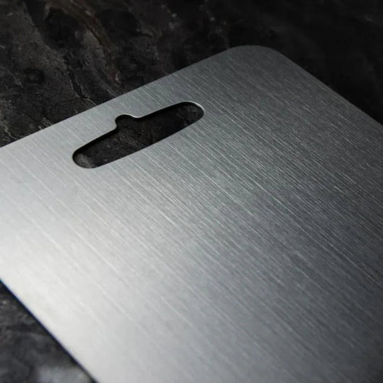 Cutting Board with Stainless Steel Design and Kitchen Use