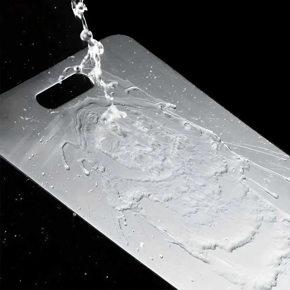 Cutting Board with Stainless Steel Design and Kitchen Use