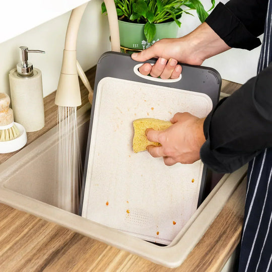 Cutting Board with Stainless Steel Surface and Non-Slip Handle
