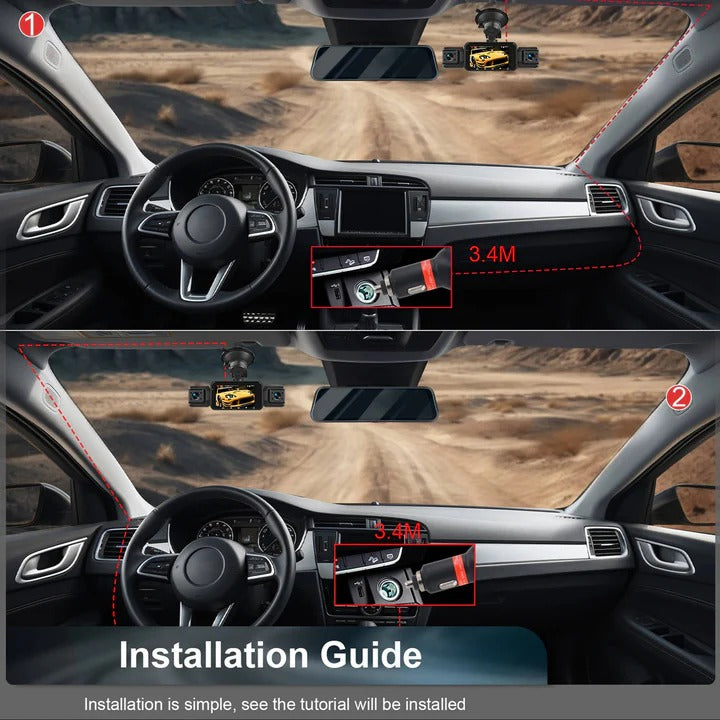 Dash Cam with Four Cameras and WiFi