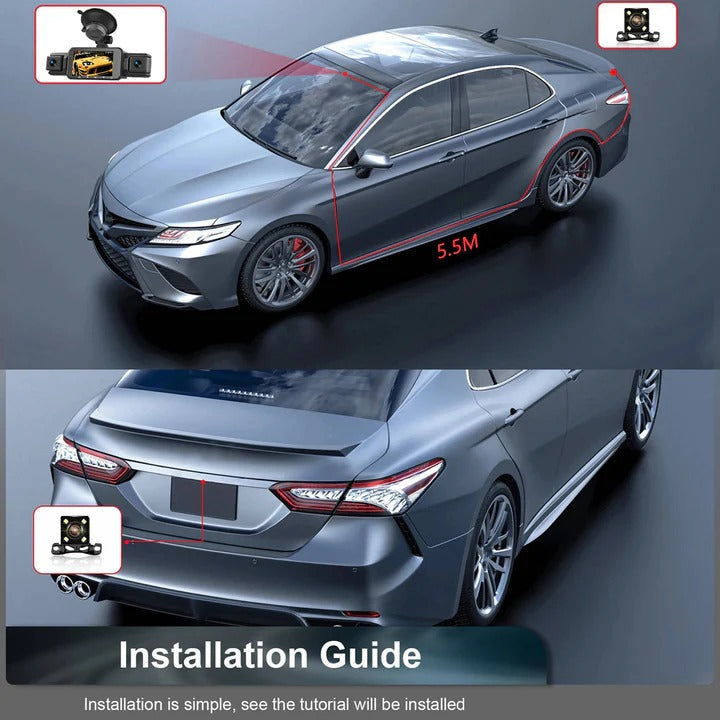 Dash Cam with Four Cameras and WiFi