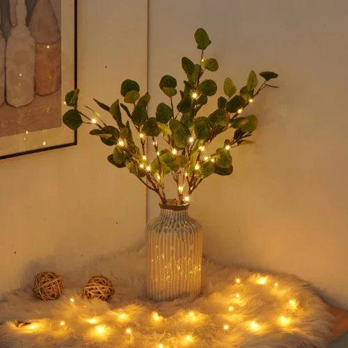 Decorative Lamp with LED Willow Branch and Ceramic Vase