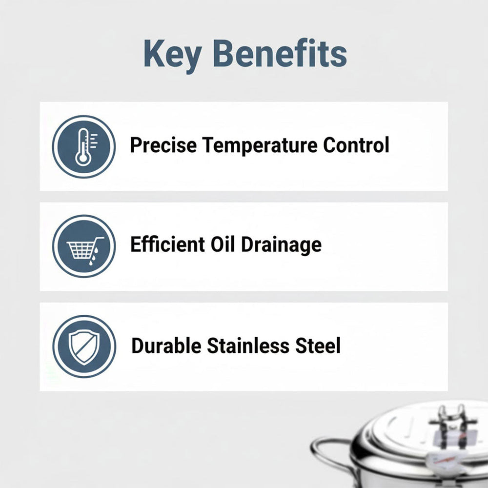 Deep Fryer with Stainless Steel Pot and Thermometer