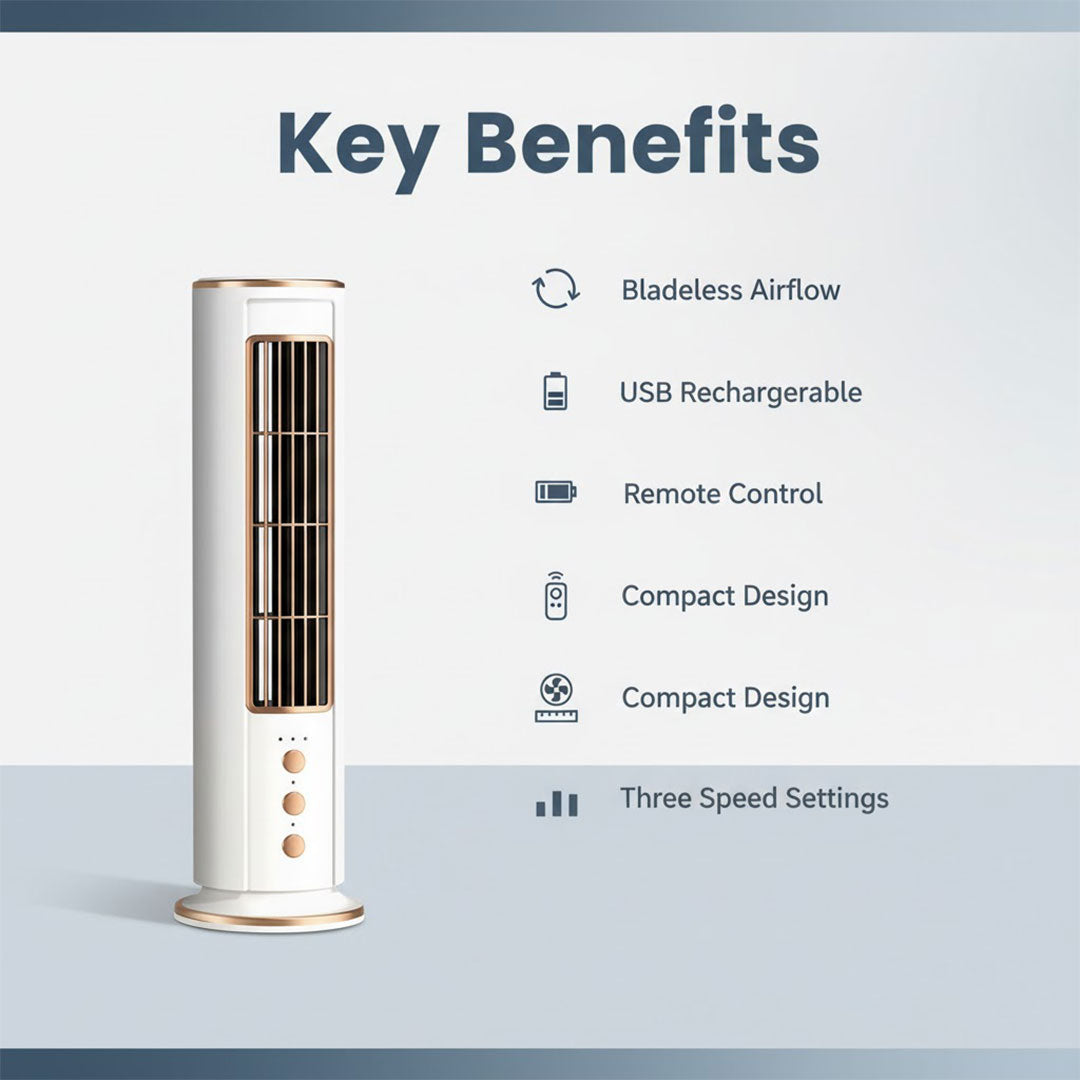 Desk Fan with Bladeless Design and Remote Control