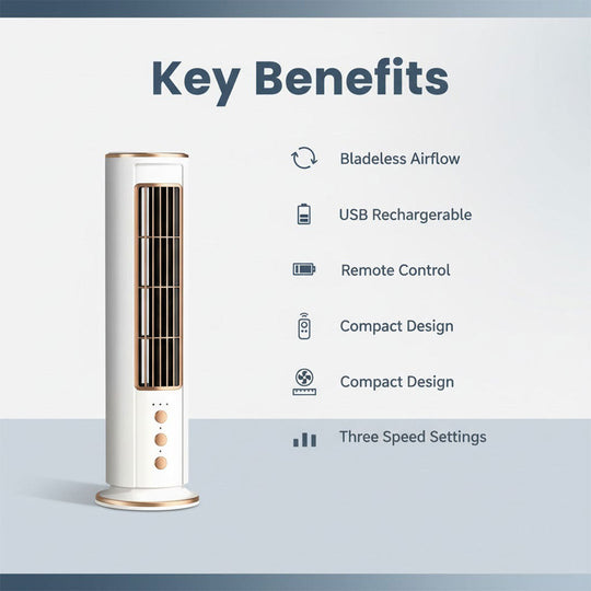 Desk Fan with Bladeless Design and Remote Control