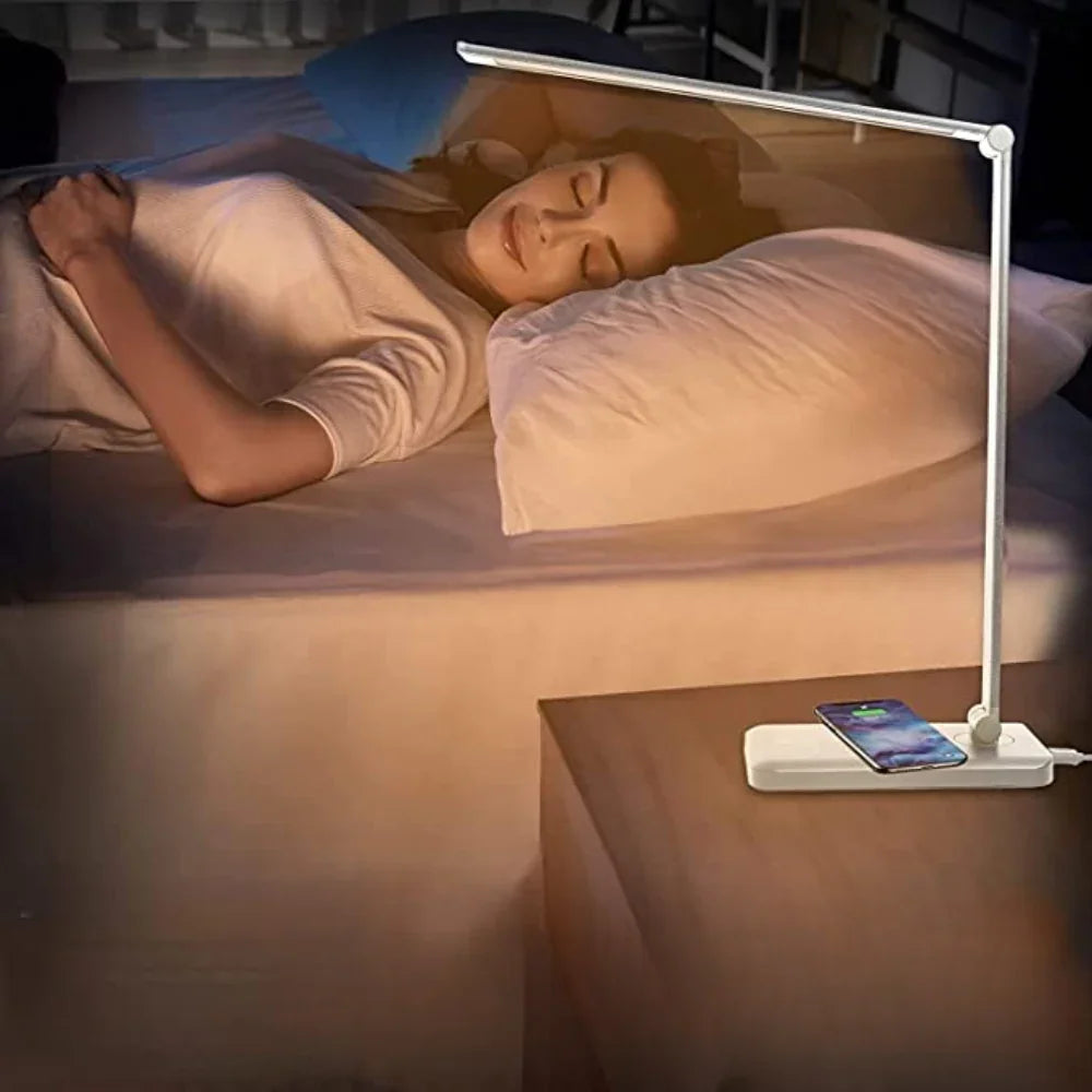 Desk Lamp with Adjustable Brightness and USB Charging