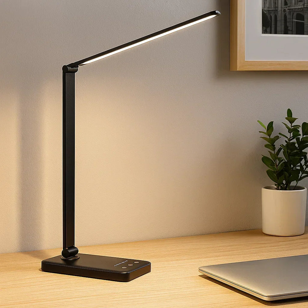 Desk Lamp with Adjustable Brightness and USB Charging