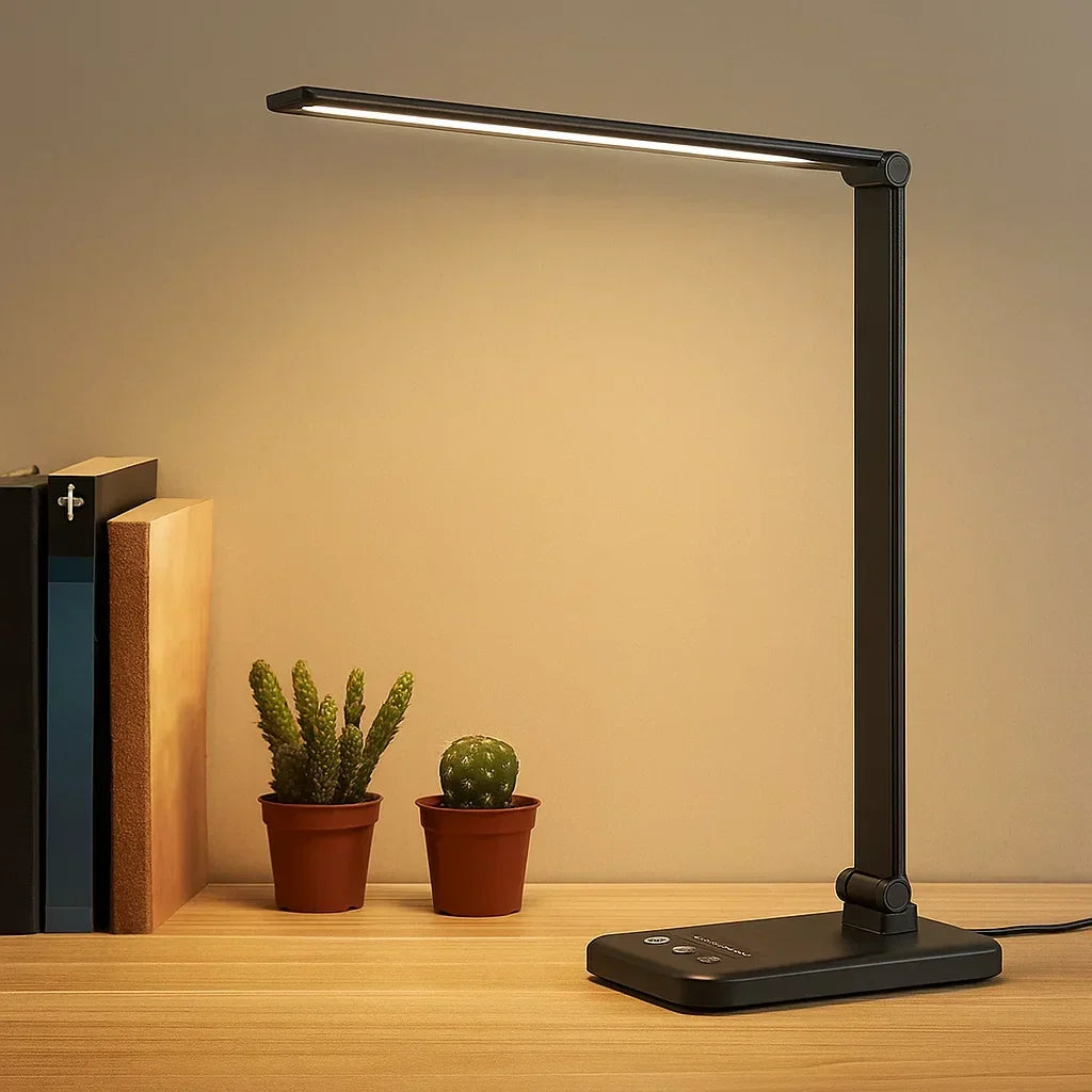 Desk Lamp with Adjustable Brightness and USB Charging