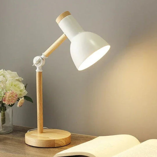 Desk Lamp with Wooden Frame and Adjustable Arm