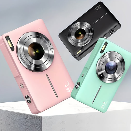 Digital Camera with Built-In Screen and Retro Design