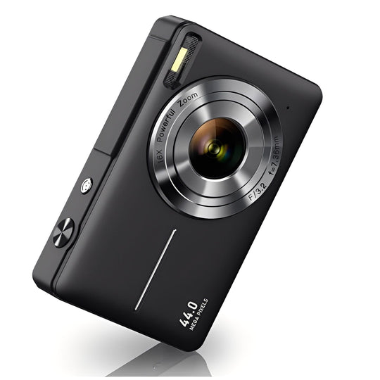 Digital Camera with Built-In Screen and Retro Design