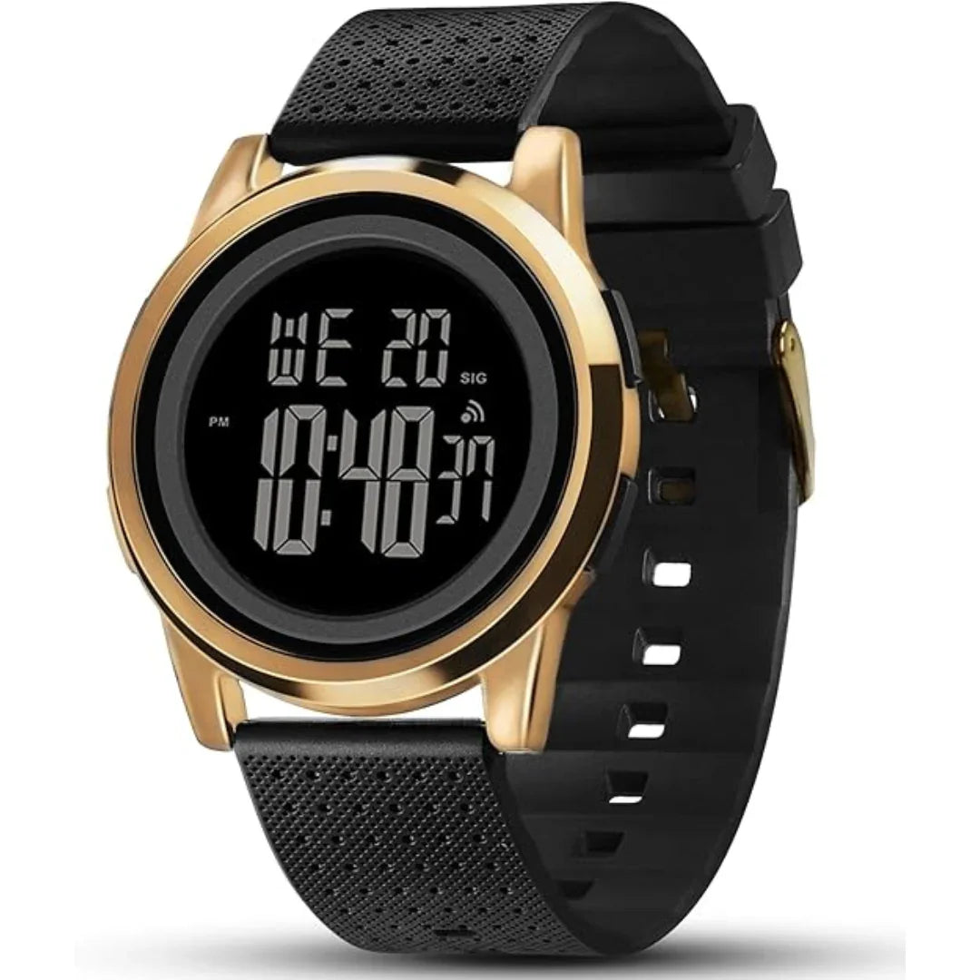 Digital Watch with Water Resistance and Slim Design