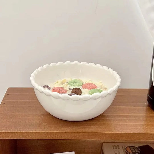 Dinnerware Set with Beaded Rim and Ceramic Design