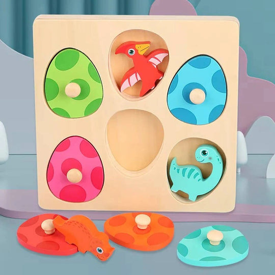 Dinosaur Puzzle with Colorful Pieces and Fun Designs