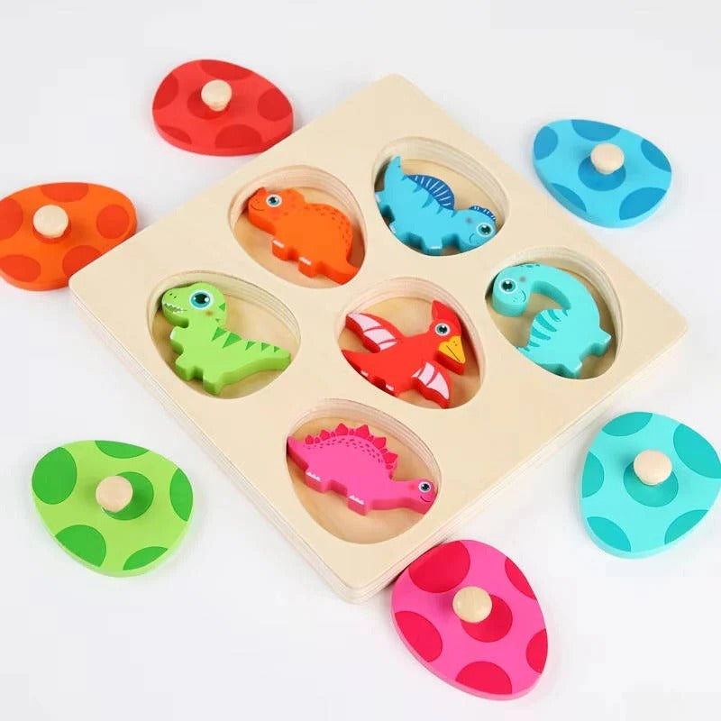 Dinosaur Puzzle with Colorful Pieces and Fun Designs