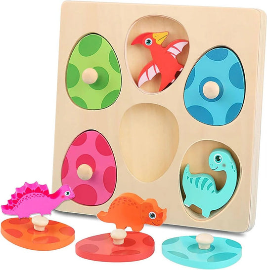 Dinosaur Puzzle with Colorful Pieces and Fun Designs