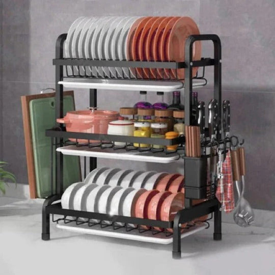 Dish Drying Rack with 3 Tiers and Adjustable Shelves