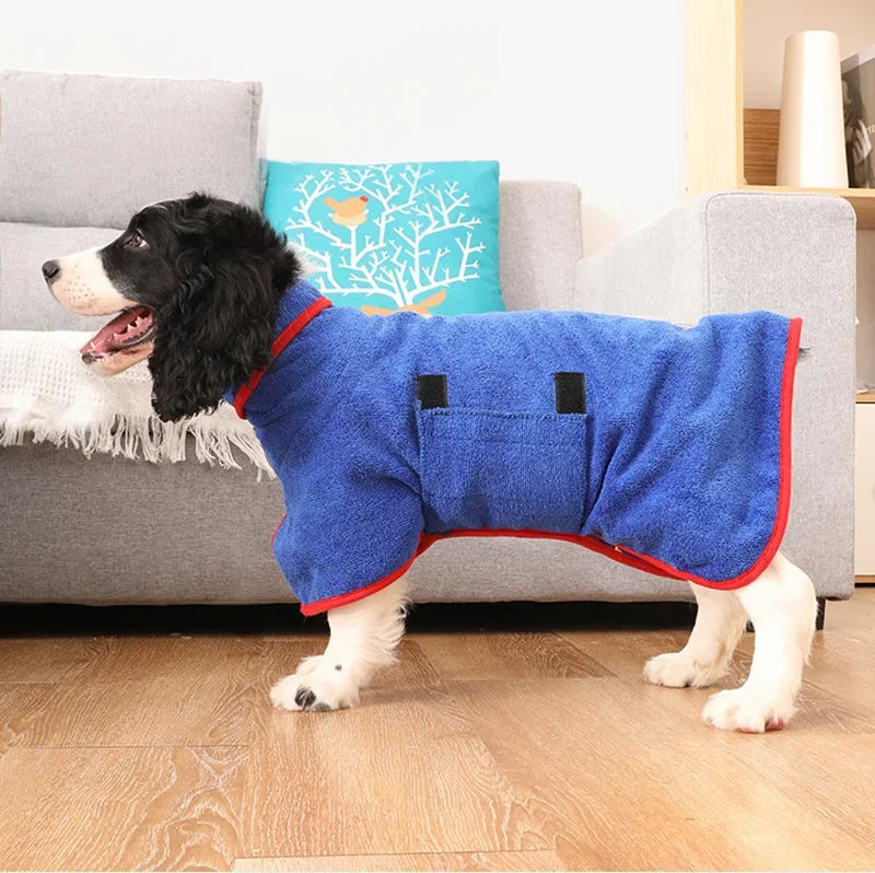 Dog Bathrobe with Quick-Drying Fabric and Adjustable Fit