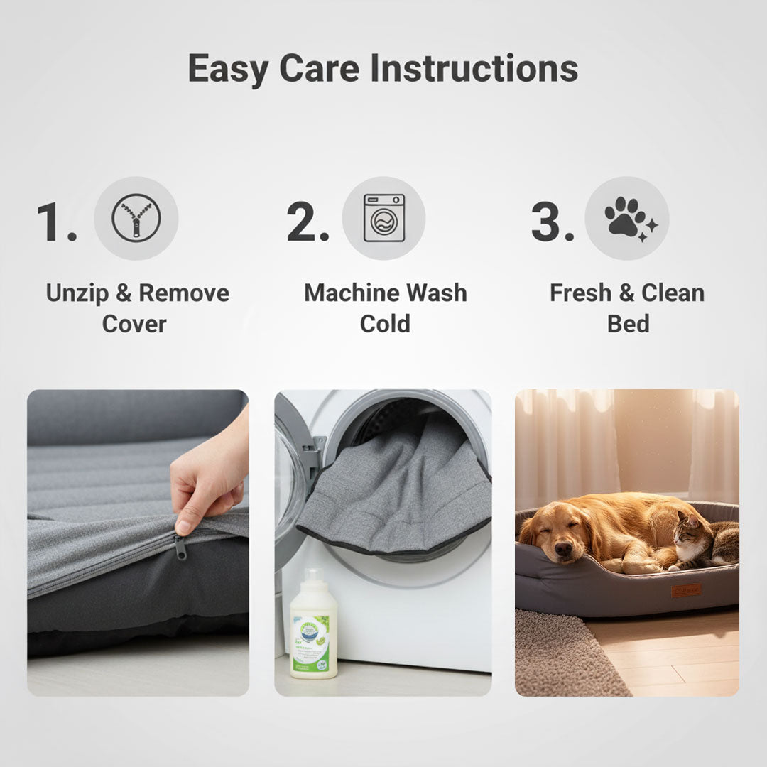 Dog Bed with Memory Foam and Washable Cover
