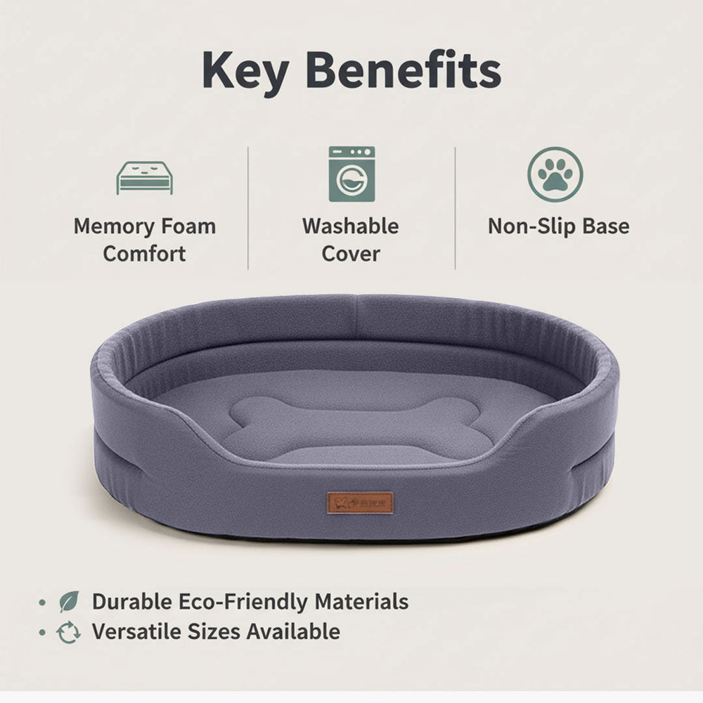 Dog Bed with Memory Foam and Washable Cover