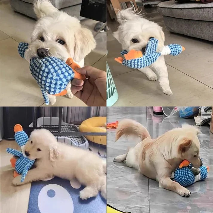 Dog Chew Toy with Soft Plush Fabric and Squeaker