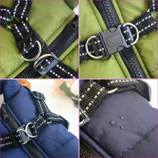 Dog Coat with Insulation and Built-In Harness