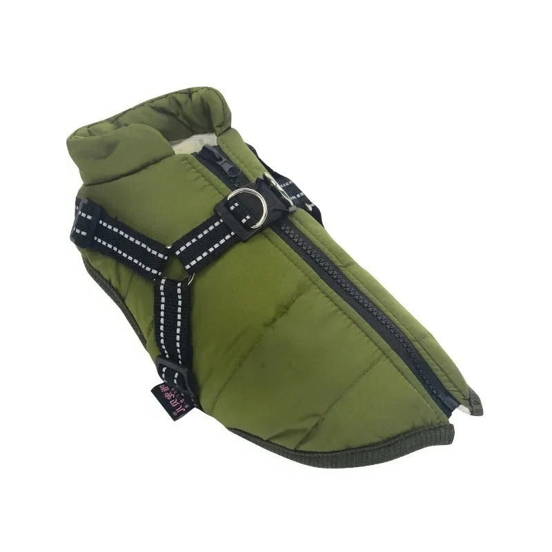 Dog Coat with Insulation and Built-In Harness