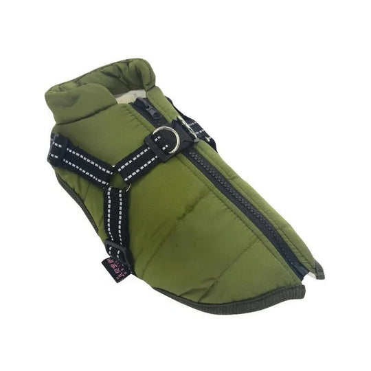 Dog Coat with Insulation and Built-In Harness