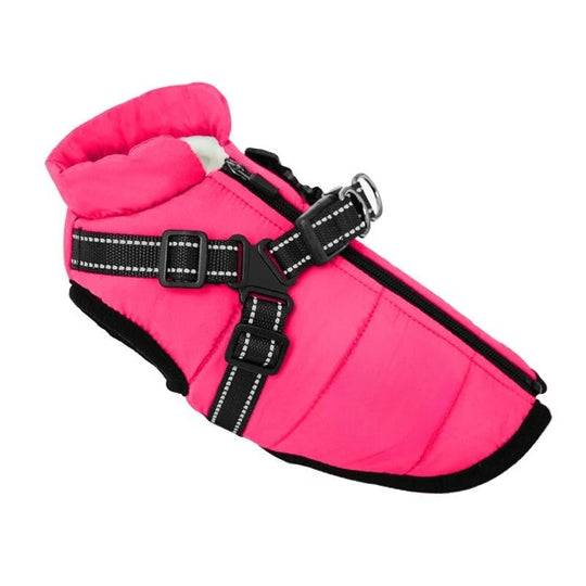 Dog Coat with Insulation and Built-In Harness