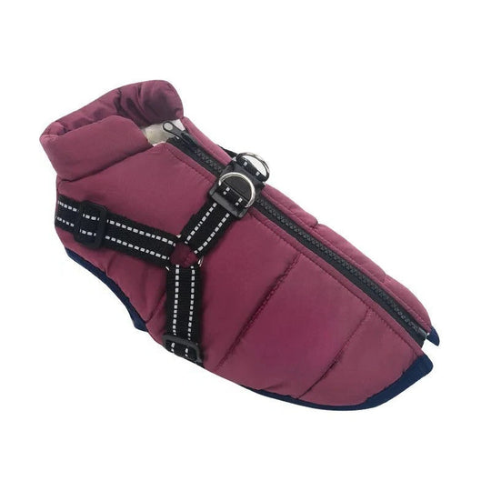 Dog Coat with Insulation and Built-In Harness