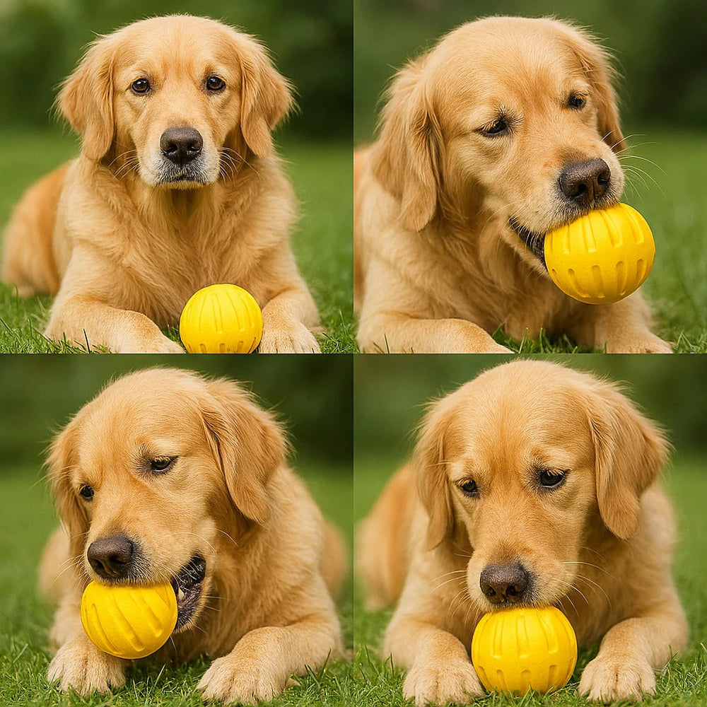 Dog Toy with Grooved Surface and Bouncy Design