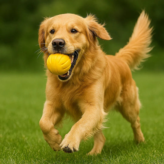 Dog Toy with Grooved Surface and Bouncy Design