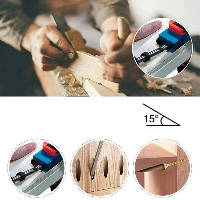 Drilling Guide Jig with Angled Pocket Holes and Adjustable Settings