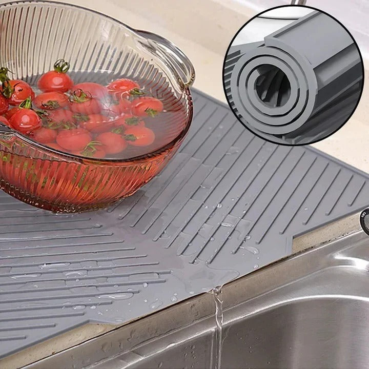 Drying Mat with Grooved Drain and Silicone Material