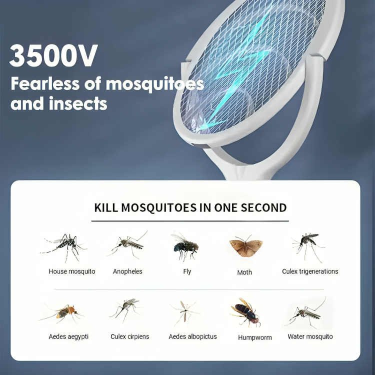 Electric Bug Zapper with Fast Charging and Racket Design