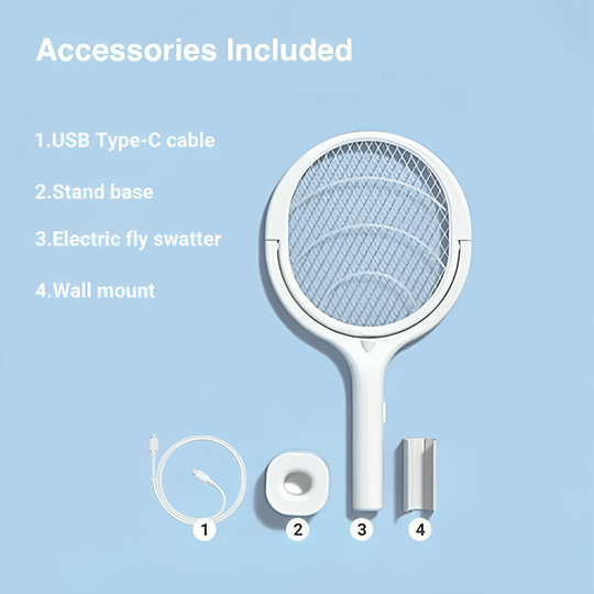 Electric Bug Zapper with Fast Charging and Racket Design