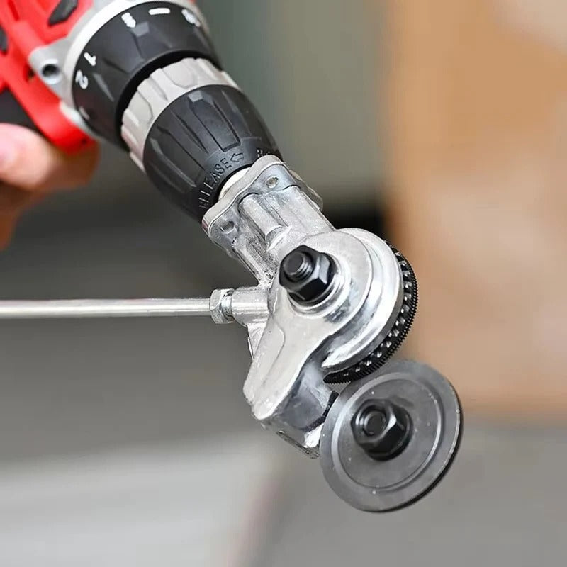 Electric Drill Attachment with Metal Cutting Blade and Precision Control