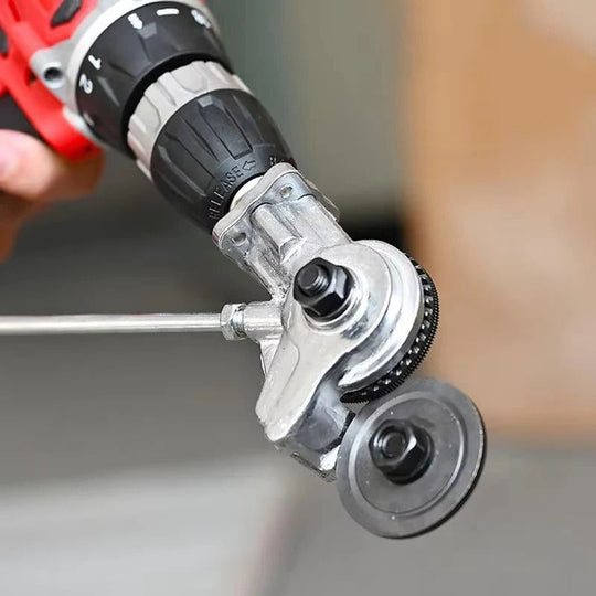 Electric Drill Attachment with Metal Cutting Blade and Precision Control