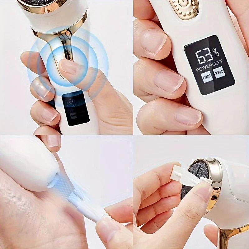 Electric Foot File with Rechargeable Battery and Rotating Head