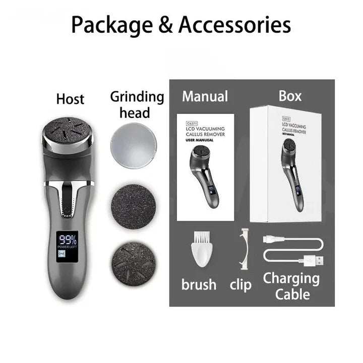 Electric Foot File with Rechargeable Battery and Rotating Head