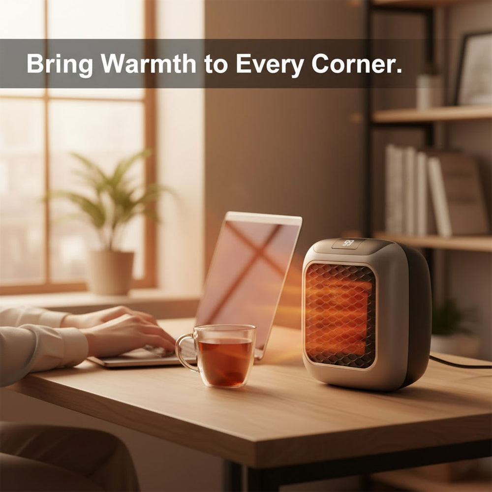 Electric Heater with Adjustable Thermostat and Compact Design