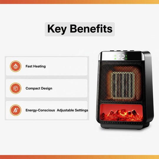 Electric Heater with Ceramic Element and Wall Plug