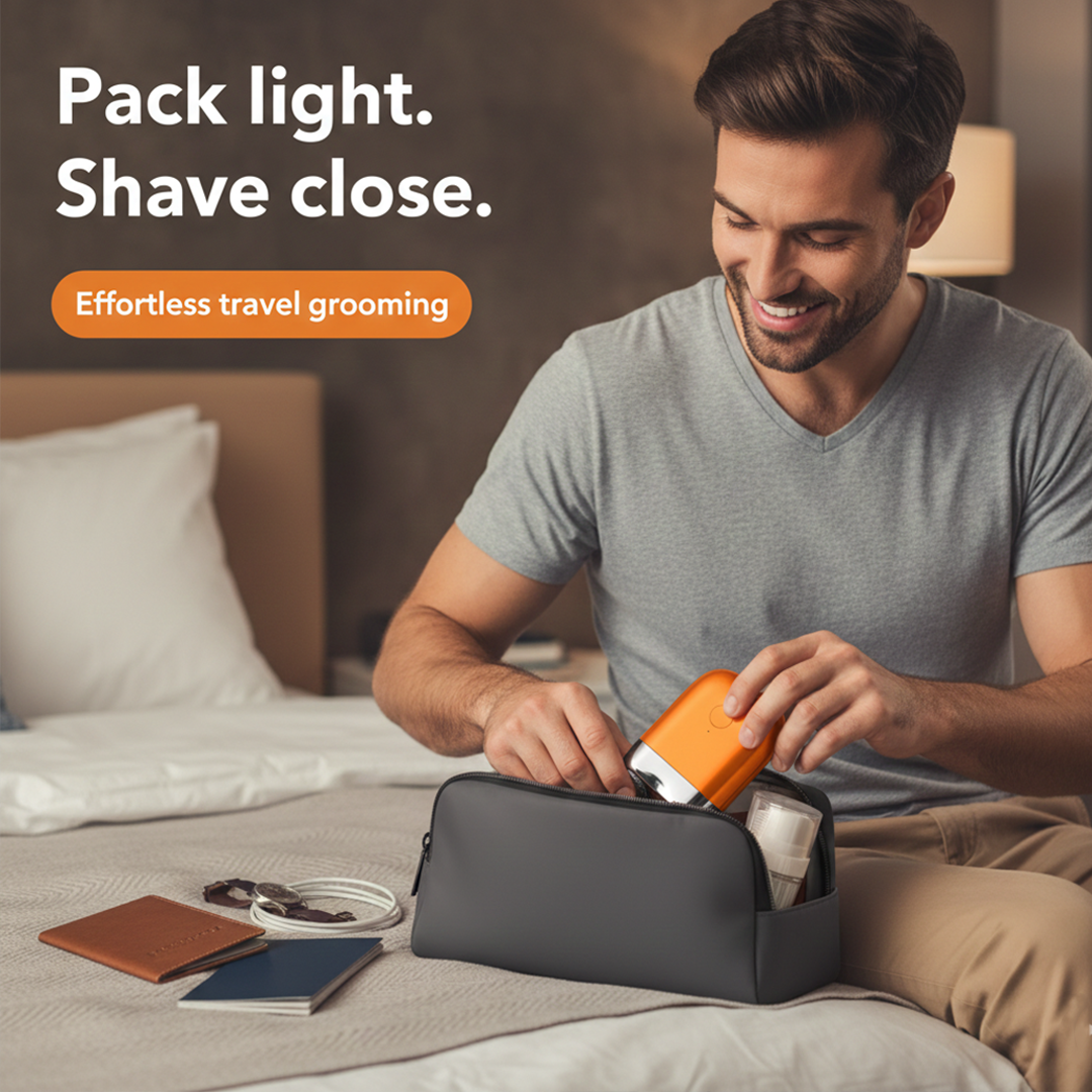Electric Shaver with Dual Rotary Blades and Wet-Dry Use